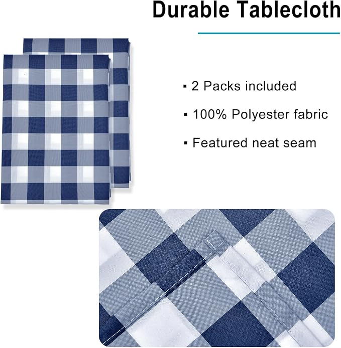 Checkered Tablecloth, 2 Pack, 54 x 80 inch, Stain and Wrinkle Resistant - Image 4