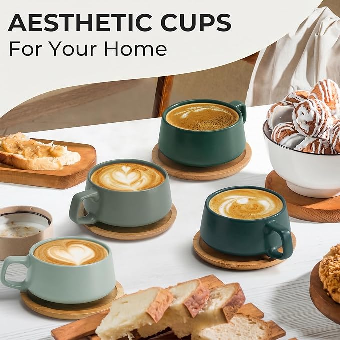 MIAMIO - Cappuccino Cup Set of 4, Wide - Luxe | Ceramic cappuccino cups and - Image 2