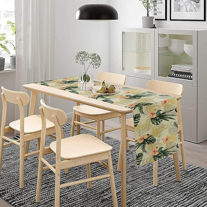 Tropical Leaves Table Runner Retro Boho Palms Tree Flower Hawaii Jungle - Image 3