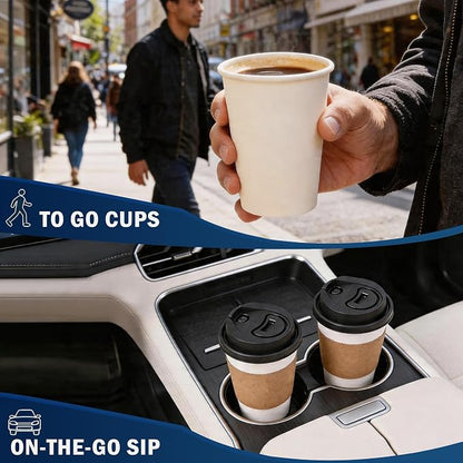 MOUMOULIFE Disposable Paper Coffee Cups 12 oz 500 Count Bulk, Leak-Proof White - Image 7