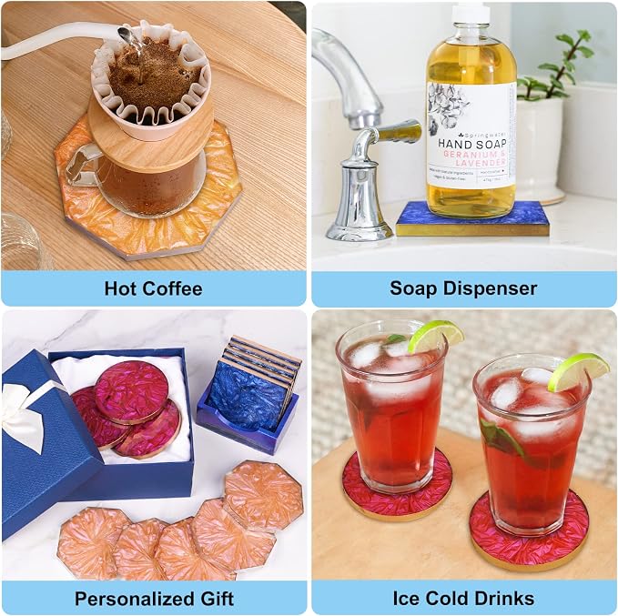 LET'S RESIN 18 Pcs Coaster Resin Molds Silicone, Coaster Molds | - Image 6