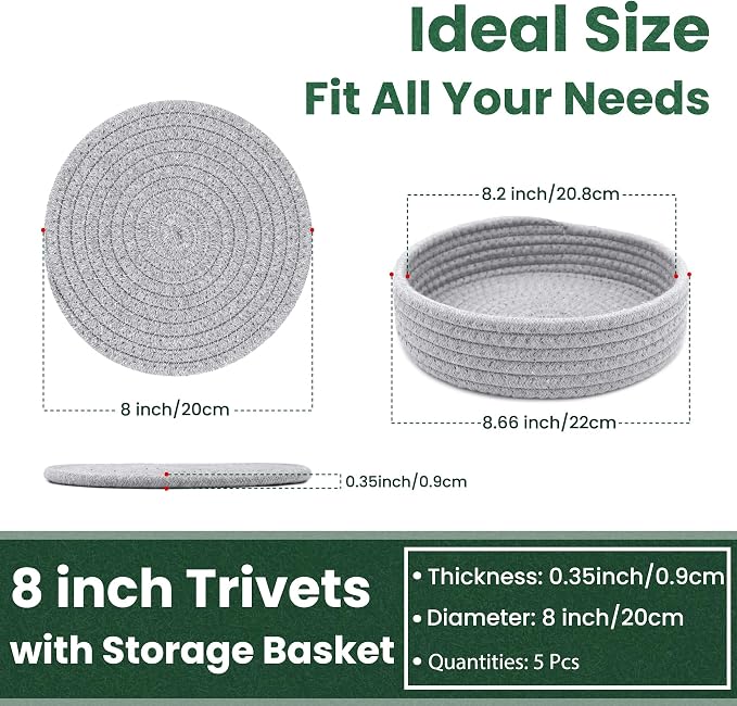 8 Inch Trivets for Hot Dishes, Hot Pots and Pans, Thick Heat Resistant - Image 2