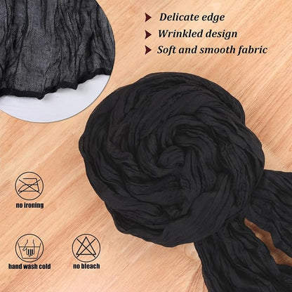 Black Cheesecloth Table Runner 13.3FT Cheese Cloth Boho Table Runner Fall - Image 3