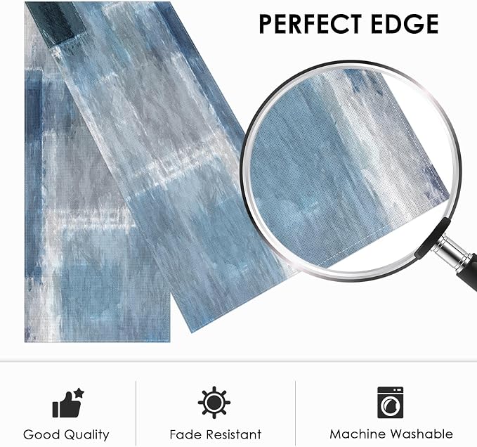 Emvency Table Runner, 13x72 Inch, Geometric Abstract Blue | Grey Modern Dining - Image 3