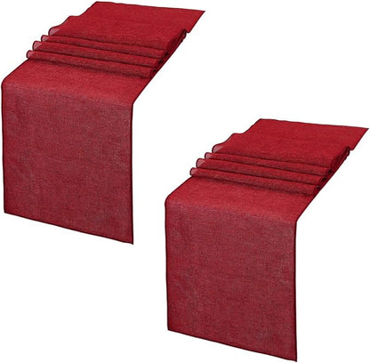 Burgundy Valentines Day Table Runner Burlap Table Cloth 2 Packs 12x84 Inch | - Image 2