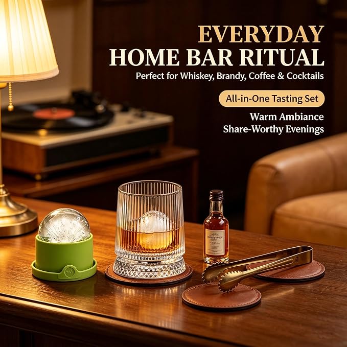 360° Rotating Whiskey Glasses Set of 2, Vintage Crystal Tumblers - Image 6