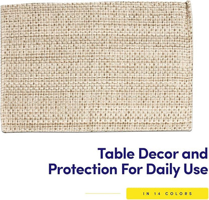 Sweet Home Collection 100% Cotton Placemats for Dining Room Rectangle Two Tone Woven Fabric 13" x 19" Soft Durable Table Mat Set, Set of 6, Eggshell