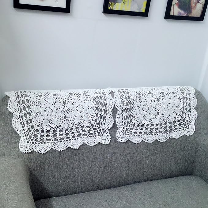 Cotton Handmade Crochet lace Table Runners Square Tablecloth Doilies Doily - Image 5