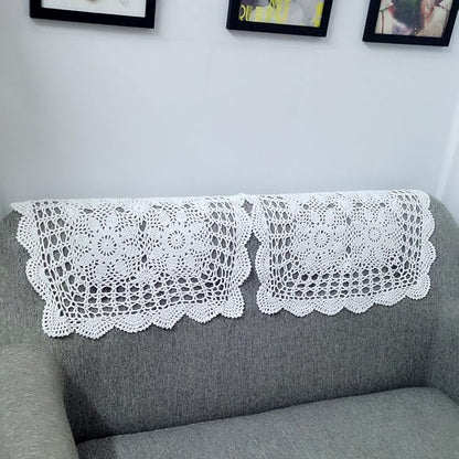 Cotton Handmade Crochet lace Table Runners Square Tablecloth Doilies Doily - Image 5