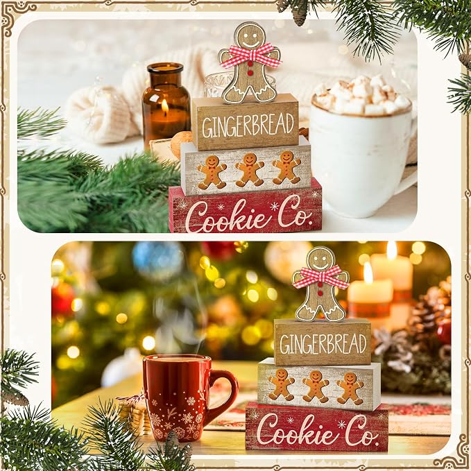 Moucuny 4 Pcs Christmas Table Decor Gingerbread Man Decoration Christmas - Image 4