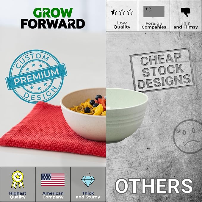 Grow Forward Premium Wheat Straw Bowls - 20oz Microwave Safe Plastic Cereal - Image 4