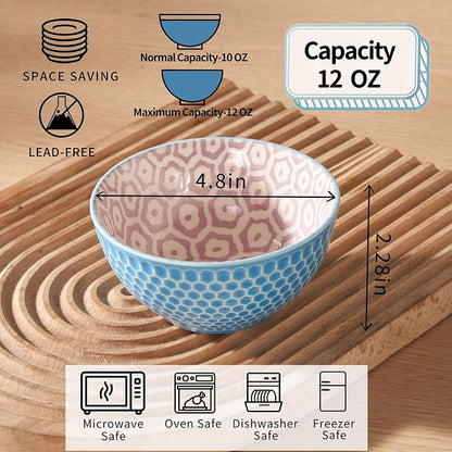 12 Oz Dessert Bowls Set of 6, 4.8" Small Porcelain Ice Cream Bowls Set | - Image 2