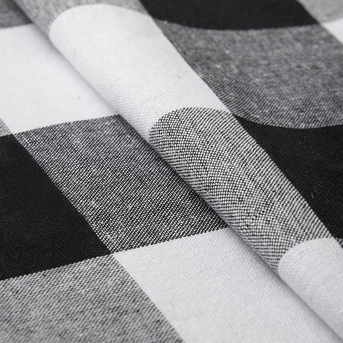 Encasa XO Table Runner, Woven Cotton Dining Runner 13"x72" Buffalo Black Checks - Image 5