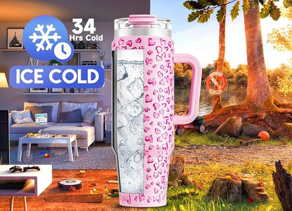 Meoky 40 oz Tumbler with Handle and Straw, Insulated Tumbler with Lid and Straw - Image 2