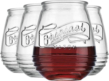 Glaver's Stemless Wine Glasses 21 Oz. Set Of 4 Original Mason Vintage Goblet - Image 5
