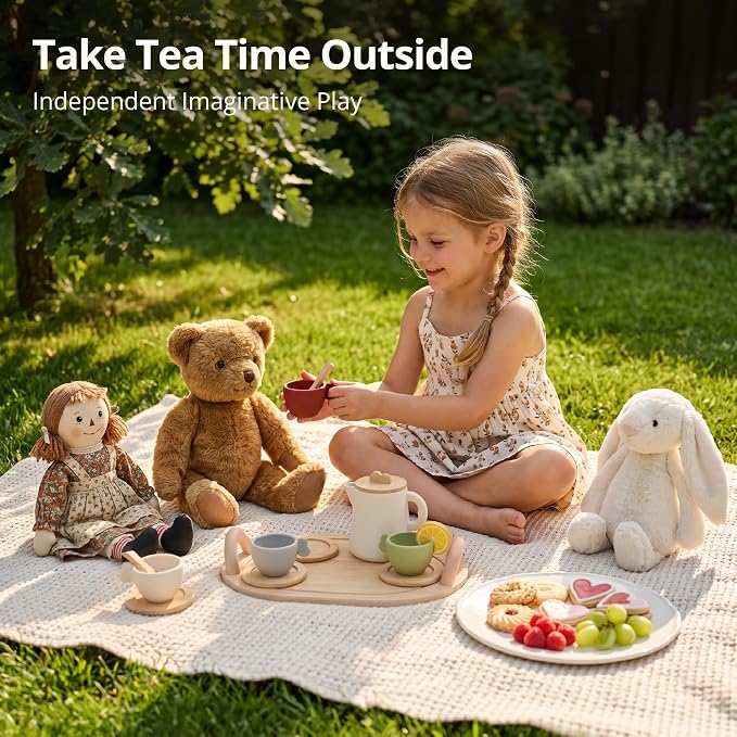 Youuys Wooden Tea Party Set for Toddler 3-5, Kids Tea Sets for Little Girls 4-6 - Image 7