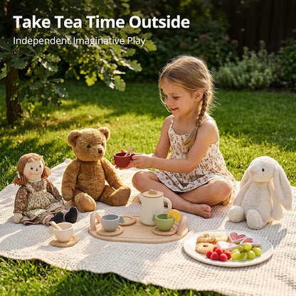 Youuys Wooden Tea Party Set for Toddler 3-5, Kids Tea Sets for Little Girls 4-6 - Image 7