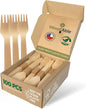 Disposable Wooden Cutlery Set - 100% Home Compostable - 100 Forks 6.5", Bamboo Utensils Alternative, Eco-Friendly, Organic, Sustainable and Carbon Neutral Certified