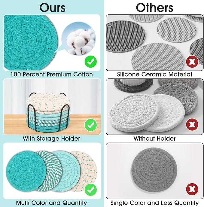 8 Pcs Coasters for Drink with Holder, 4 Colors Absorbent Coasters for Drinks - Image 3