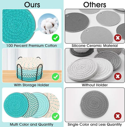8 Pcs Coasters for Drink with Holder, 4 Colors Absorbent Coasters for Drinks - Image 3