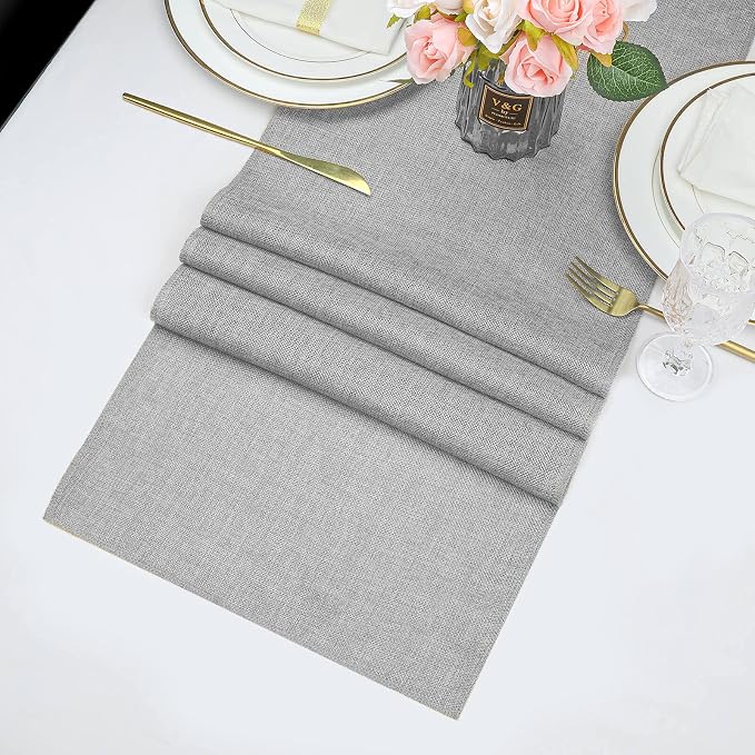 Burlap Table Runner Gray 2 Packs 12x84 Inch Rustic Boho Jute Fabric | Farmhouse - Image 6