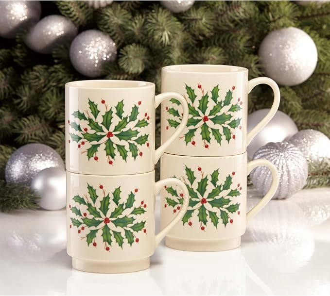 Lenox 853763 Holiday 4-Piece Stackable Mug Set, Christmas Dinnerware - Image 6