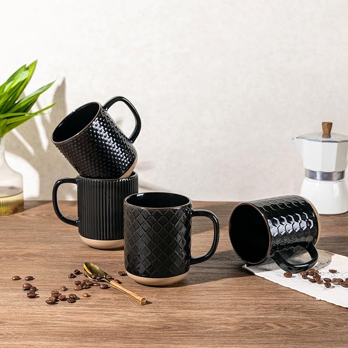 GBhome Coffee Mugs Set of 4, 12 oz Black Coffee Cups - Image 6