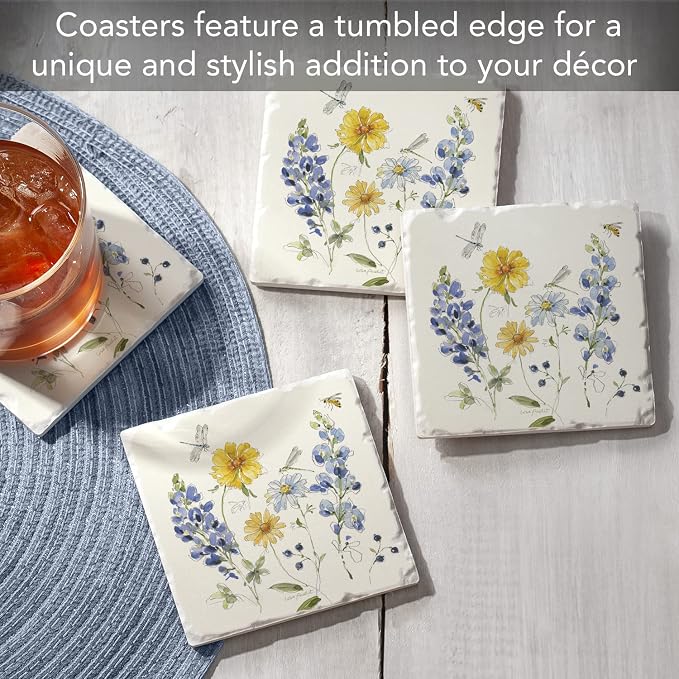Thirstystone Lovely Blues 4 Pack Tumbled Tile Stone Coasters | 4" Square - Image 2