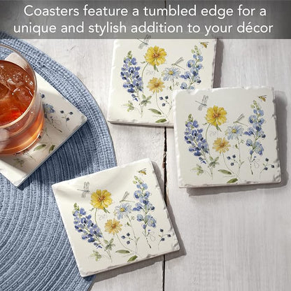 Thirstystone Lovely Blues 4 Pack Tumbled Tile Stone Coasters | 4" Square - Image 2