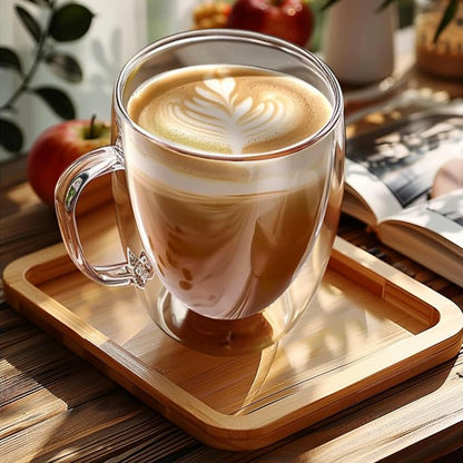 YMMIND Set of 2 Double Walled Glass Coffee Mugs 16 Ounces Insulated Layer - Image 6