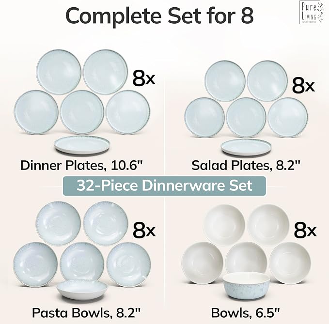 32 Piece Stoneware Dinnerware Set - Image 6