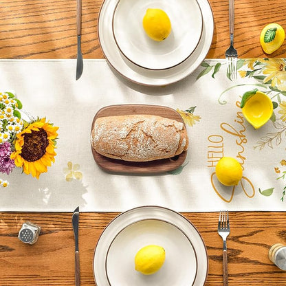 Artoid Mode Hello Sunshine Sunflower Eucalyptus Summer Table Runner, Seasonal - Image 3