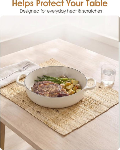 Handmade Ramie Woven Table Placemats Set of 6 (12"x18"),Natural Fiber Heat-Resistant Table Protectors for Family Dinners & Gatherings,Elevate Your Tabletop with Eco-Friendly Style