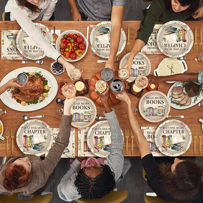 96Pcs Reading Theme Party Supplies Read More Books Paper Plates and Napkins - Image 7
