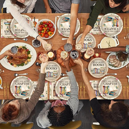 96Pcs Reading Theme Party Supplies Read More Books Paper Plates and Napkins - Image 7