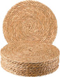 Round Woven Placemats 13 Inch Set of 10 - Boho Rattan Placemat Natural Water Hyacinth Placemats, Farmhouse Weave Place Mats, Rustic Braided Wicker Table Mats for Dining Table,Home,Wedding