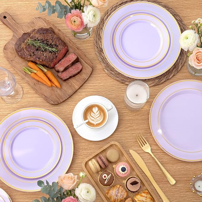 350PCS Purple Plates Disposable - Image 6