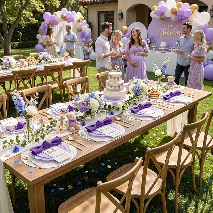 175Pcs Purple Plates Disposable - Image 9