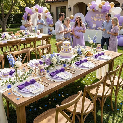 175Pcs Purple Plates Disposable - Image 9