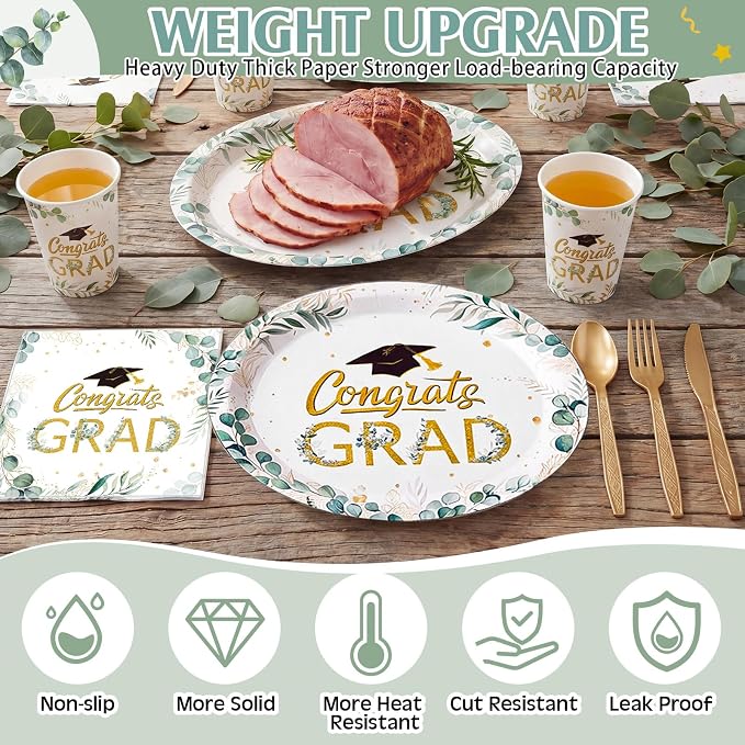 350 Pcs Class of 2026 Greenery Graduation Party Decorations 12 inch Disposable - Image 3