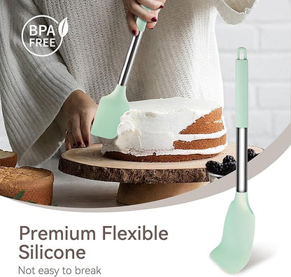 Silicone Kitchen Utensils Set, 28 Pcs Cooking Utensils Set 446°F Heat Resistant Spatula Set, Food Grade Silicone and Stainless Steel Handle Kitchen Gadgets for Nonstick Cookware BPA Free