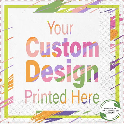 Custom Luncheon Napkins - Personalized Recycled Paper Content Napkins - Eco-friendly & Full-Color Digital Printed - Events & Celebrations - Pack of 50 - Diamond Edge Embossed Full Coverage, 6.5"x 6.5"