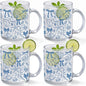Tioncy 4 Pcs Summer Ocean Coffee Mugs 12 oz Blue Bow Seashell Glass Cups by Tioncy