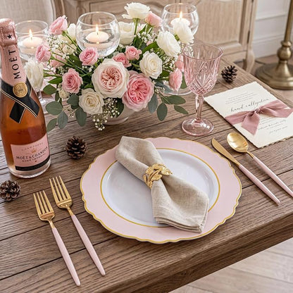 60pcs Pink Plastic Plates - Image 7