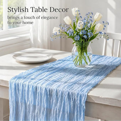10 Pack Light Blue Table Runner 10FT Gauze Cheesecloth Table Runner | 21x120 - Image 6