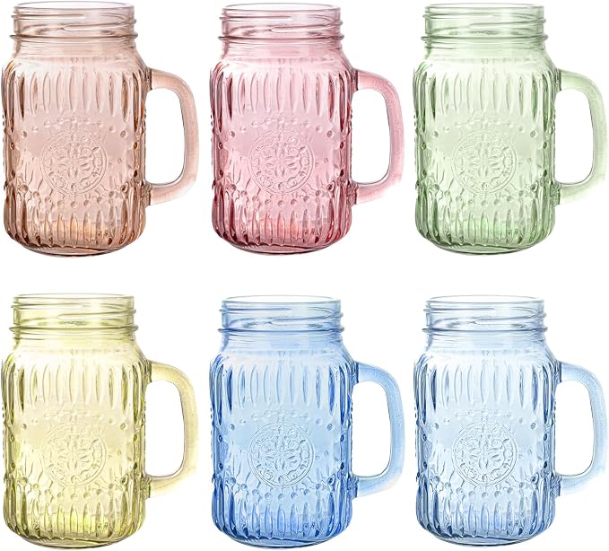SUT 16 oz Colored Glass Mason Jar Mugs by SeeYouTomorrow