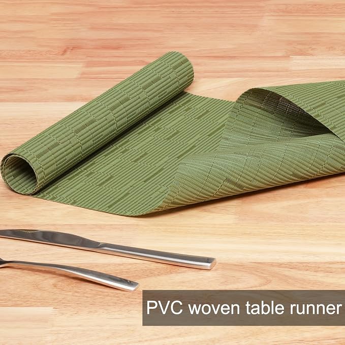 Table Runner 55 Inches Long, Vinyl Woven Heatproof Table Runners | Washable - Image 2