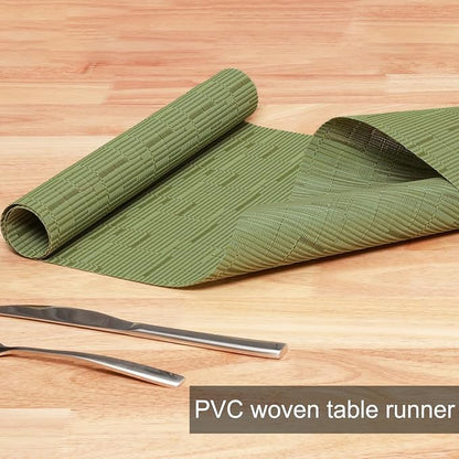 Table Runner 55 Inches Long, Vinyl Woven Heatproof Table Runners | Washable - Image 2