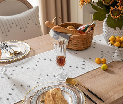Boho Table Runner 13 x 72 Inch Long Natural Cotton Woven Runner - Image 3
