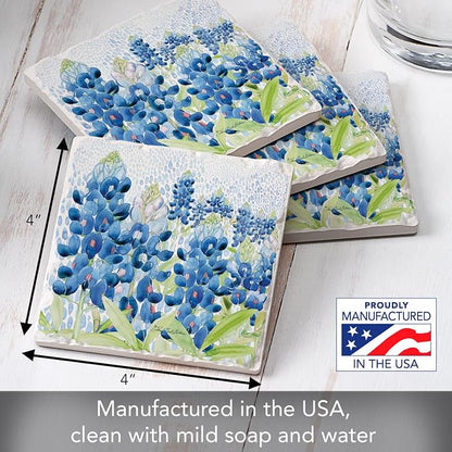 Thirstystone Blue Bonnets 4 Pack Tumbled Tile Stone Coasters | 4" Square - Image 6